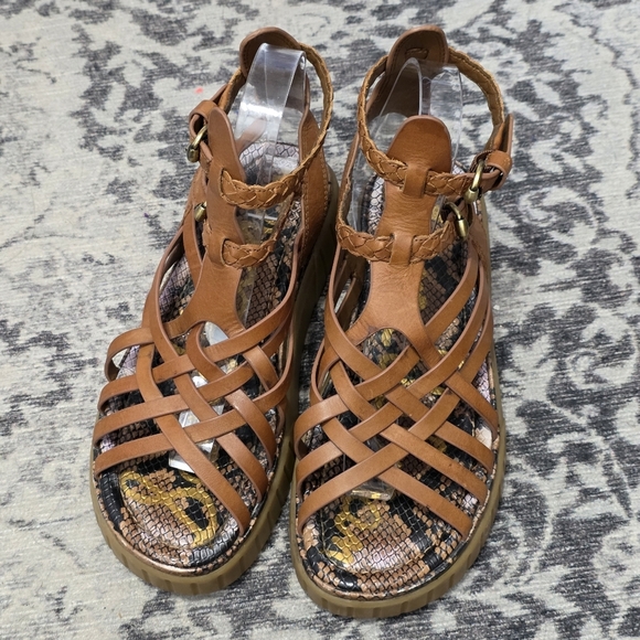 SAM EDELMAN Geana Gummy Bottom Leather Gladiator Platform Sandals 7.5 - Picture 3 of 6